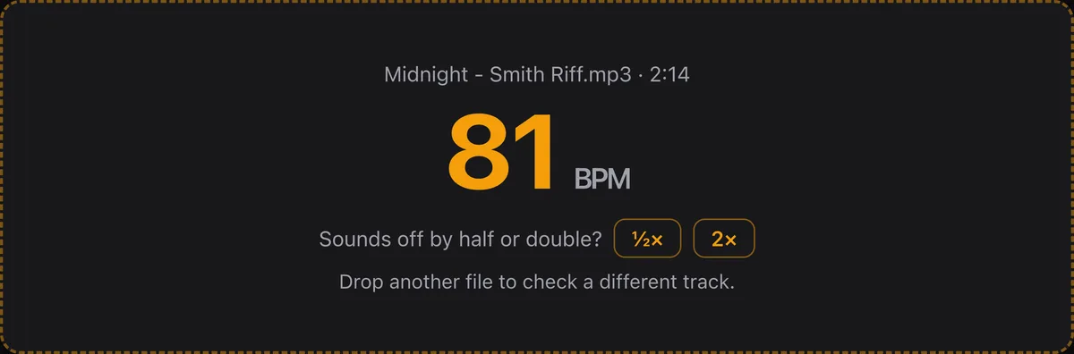 Tempo detection result: 81 BPM for the uploaded track